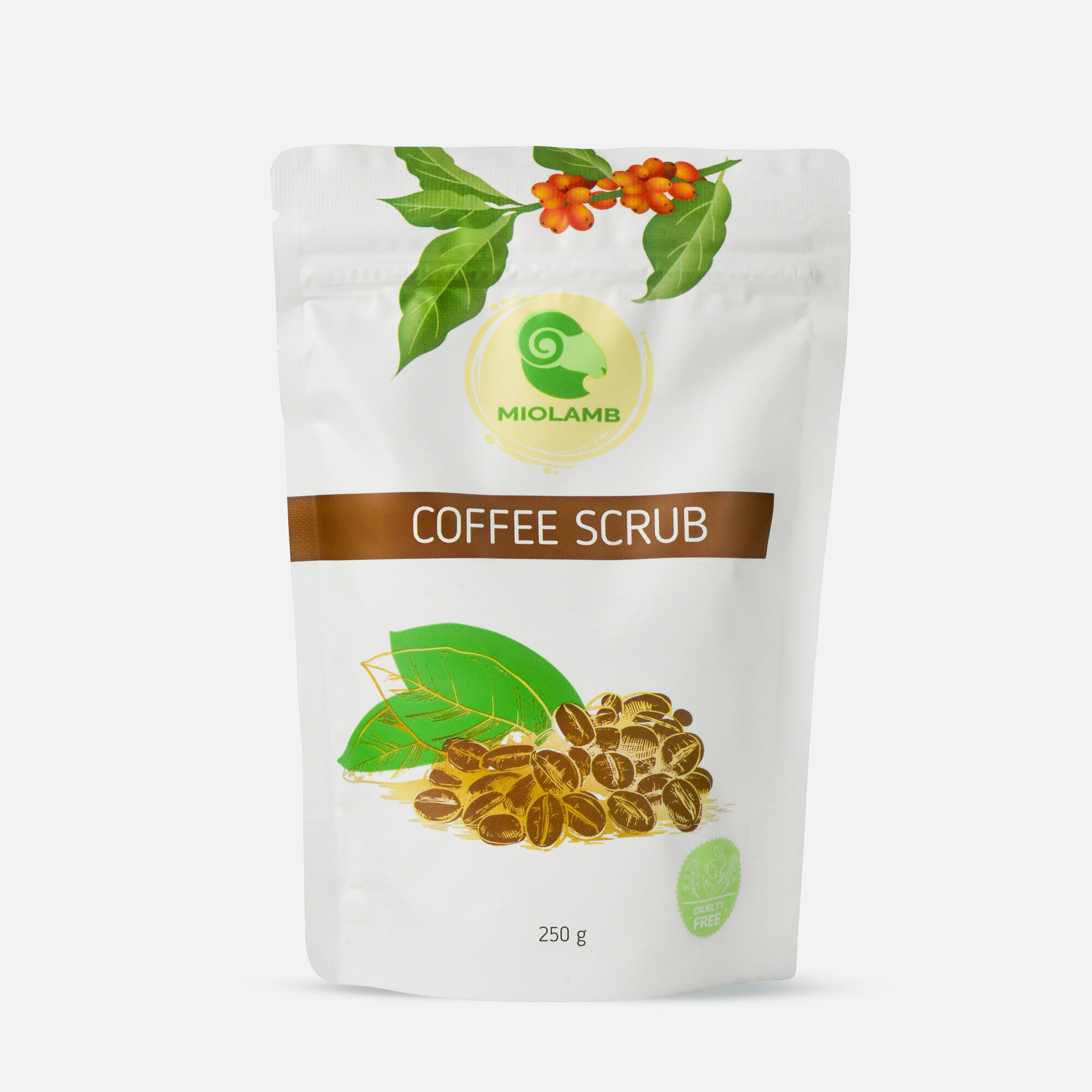 Скраб для тела кофейный антицеллюлитный сахарно - солевой с натуральными маслами (7 видов масел) MIOLAMB 250гр.