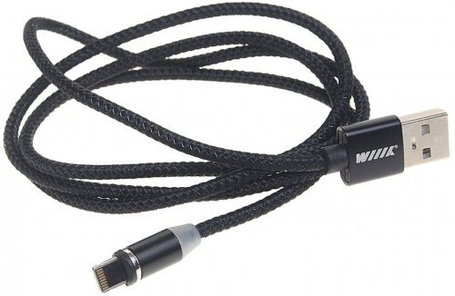 Кабель Wiiix USB-A - Lightning, CBM980-U8-10B, 1 м, магнитный, черный