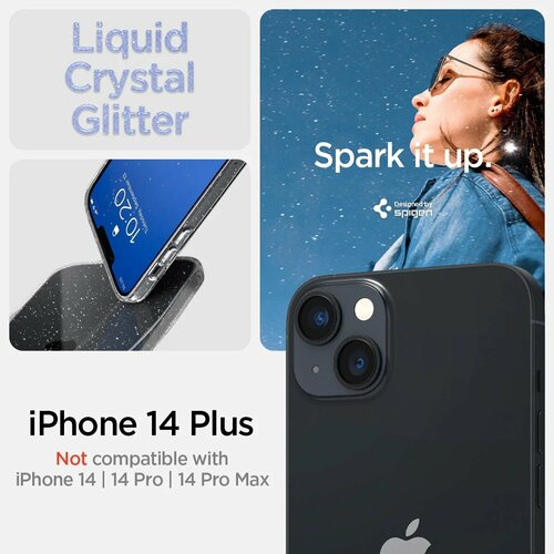 Чехол Spigen Liquid Crystal для iPhone 14 Plus, (Glitter Crystal) прозрачный (ACS04888) чехол spigen для iphone 15 plus liquid crystal glitter прозрачный розовый acs06649