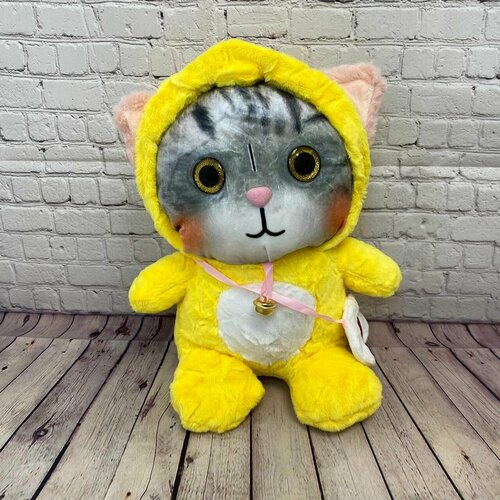 Кот в костюме мягкая игрушка кот в капюшоне желтый котик в пижаме кигуруми