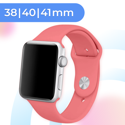 Силиконовый ремешок для умных часов Apple Watch 38-40-41 mm / 13,5 см / Сменный браслет для смарт часов Эпл Вотч 1-9, SE серии / Pink ремешок для apple watch 38 40 41 mm lyambda atria dsj 23 40 db dark blue