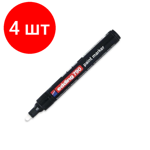 Комплект 4 штук, Маркер лаковый EDDING E-790/1 черный 2-3мм маркер лаковый edding e 790 1 черный 2 3мм
