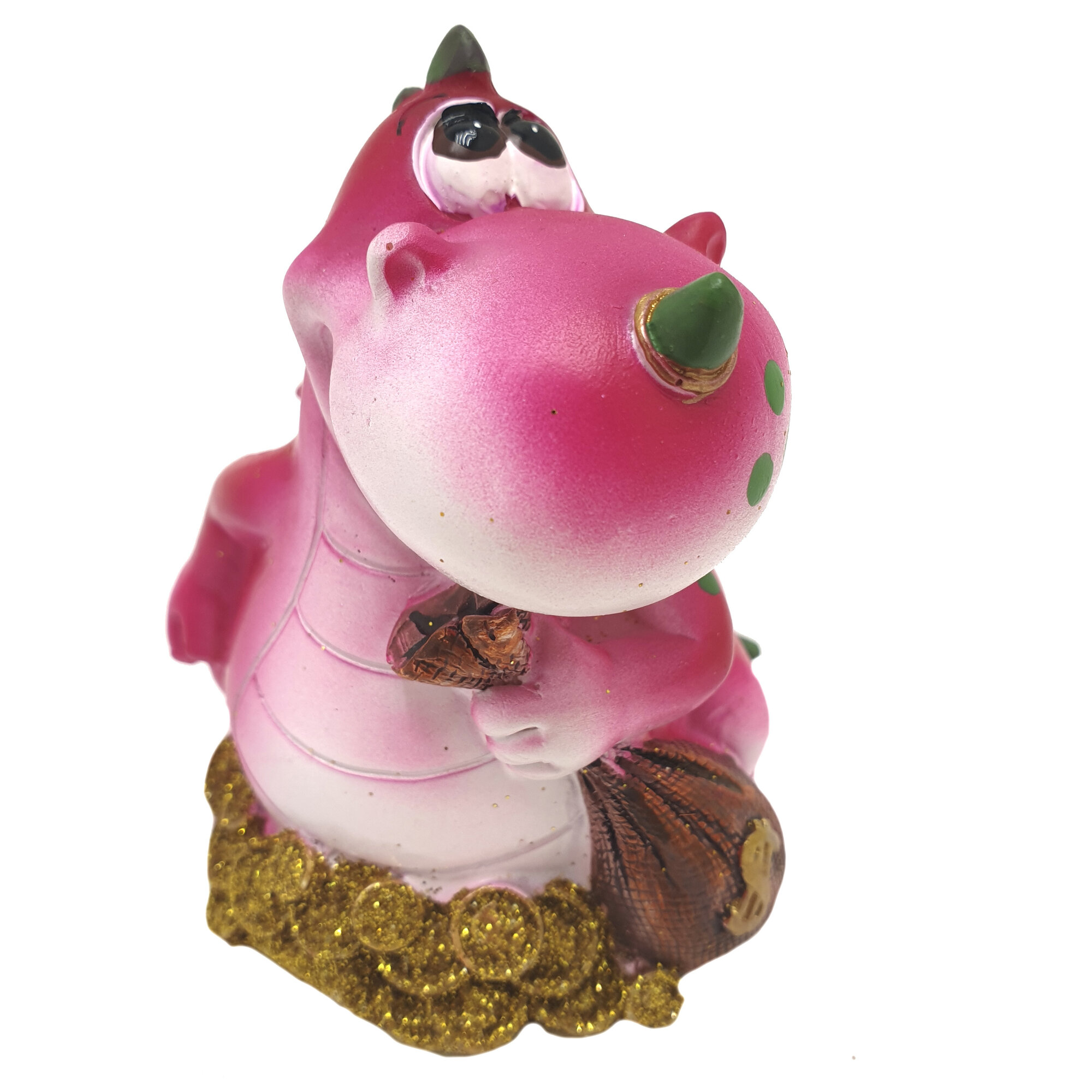 фото Копилка для денег Дракоша с Деньгами, 10 см, пробка, цвет розовый