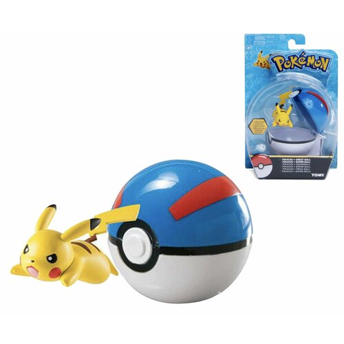 Набор фигурка Покемон пикачу и Мега-Болл Pokemon PIKACHU & Great Ball Tomy genuine pokemon master tomy us version flip pokeball belt elf ball boxed ball pikachu anime battle figure dolls model toys kids