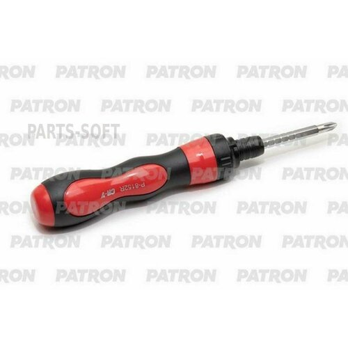 PATRON P-8152R Отвертка PH2 / SL6 трещоточная реверсивная переставная, силовая рукоятка, 215-300 мм отвертка телескопическая переставная ph2 0xsl6мм l 215 300мм т образная с держателем rockforce rf 8152r