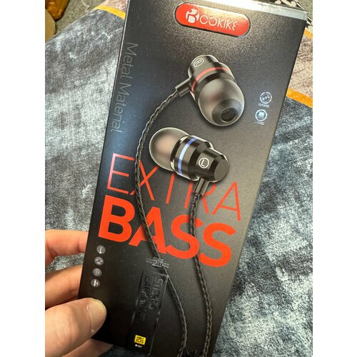 Проводные наушники капельки с микрофоном Cokike M6 с басами 116 Дцб 130см 32 Ом разъем 35мм для старых телефонов магнитолы радио MP3-плее 588₽