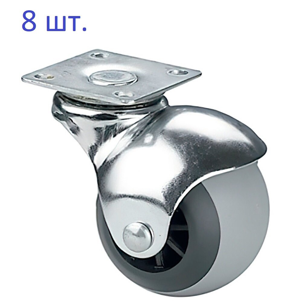 фото Колесо мебельное "Шар" поворотное на площадке, D=50мм