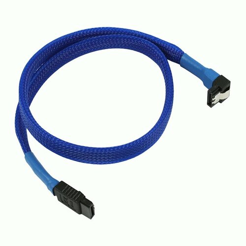 Кабель SATA Nanoxia SATA3 (6Gb/s) Cable 45см, угловой разъем, синий NXS6G4B sata iii cables 6gbps 90 degrees right angle with locking latch ，sata 6 gb s cable straight to right angled 50 cm red