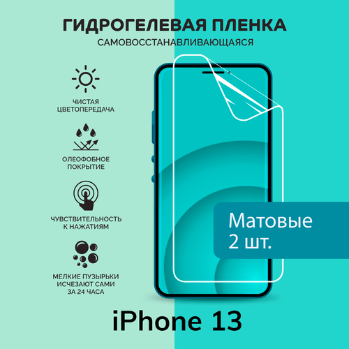 Гидрогелевая защитная плёнка для iPhone 13 / две матовые пленки