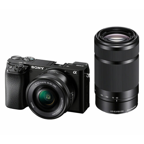 Беззеркальный фотоаппарат Sony a6400 Kit 16-50mm 55-210mm черный 12999000₽