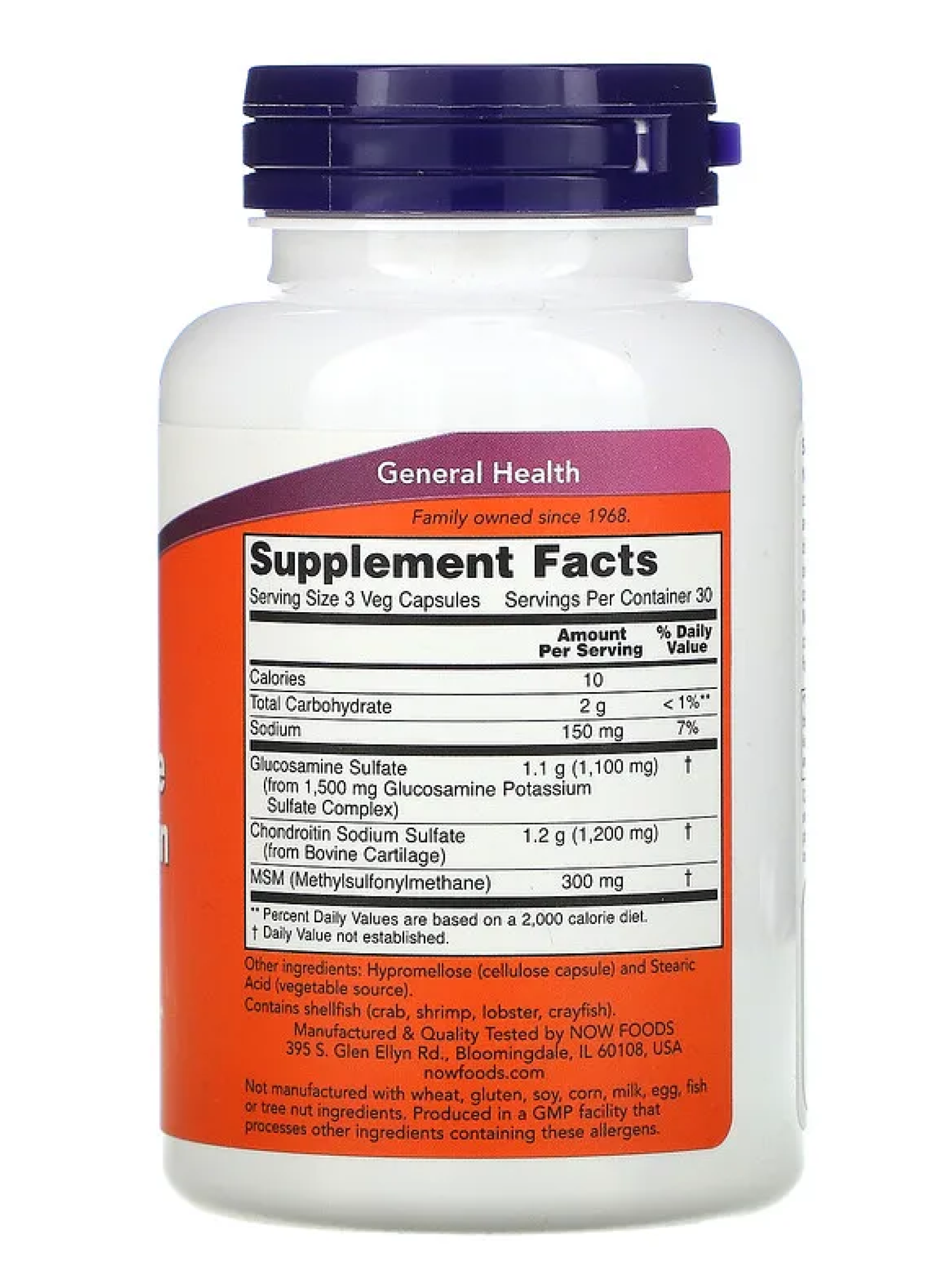 Препарат для укрепления связок и суставов Глюкозамин NOW Glucosamine & Chondroitin with MSM, 90 шт. — фото 1