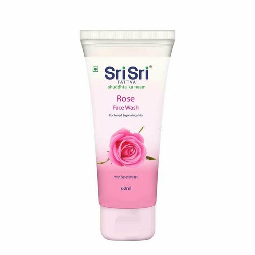 ROSE FACE WASH, Sri Sri Tattva (Средство для умывания С розой, для подтянутой и сияющей кожи, Шри Шри Таттва), 60 мл. sri sri tattva гель для умывания с огурцом и лимоном cucumber lemon face wash 100 мл