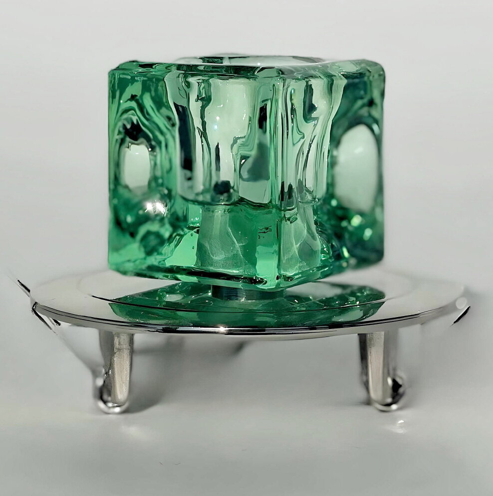 фото Светильник встраиваемый стекло куб 20w G4 JC зелёный IP20 12В VT 175 Vito, VT175-20W/GREEN/G4