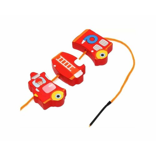 Игра-шнуровка для малышей - MZ-228-3B Спецтехника, в рамке, деревянная, 1 шт шнуровка в рамке спецтехника mz 228 3b дерево