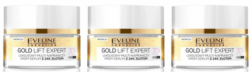 Крем-сыворотка для лица Eveline Gold Lift Expert, ультра восстанавливающий, 70+, 50 мл, 3 шт