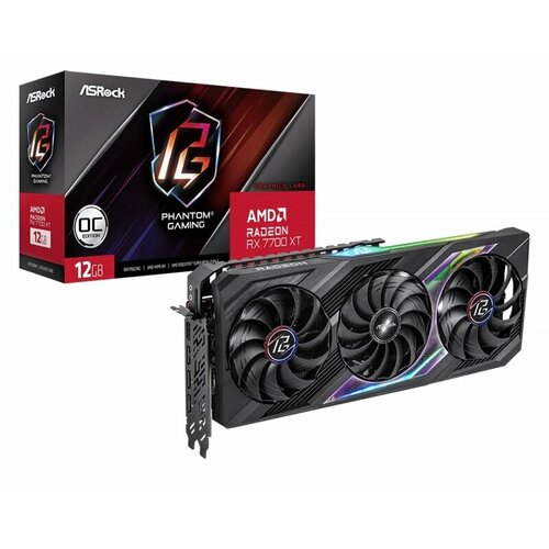 ASROCK Видеокарта Asrock PCI-E 4.0 RX7700XT PG 12GO AMD Radeon RX 7700XT 12Gb 192bit GDDR6 2276/18000 HDMIx1 DPx3 HDCP Ret RX7700XT PG 12GO