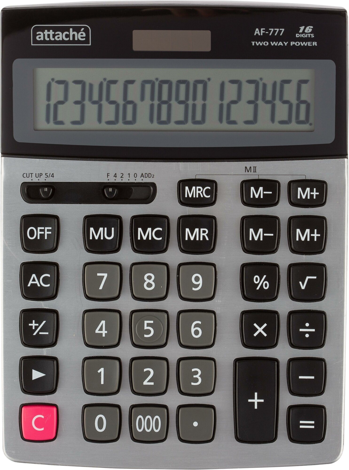Калькулятор настольный Attache полноразмерный AF-777 16 разрядов двойное питание 209х154 мм черный (CBD1201-BK)