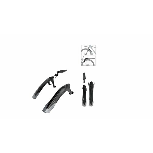 Крылья RBRL MTB 24-29 комплект переднезаднее пластиковые серо-черные 3260₽