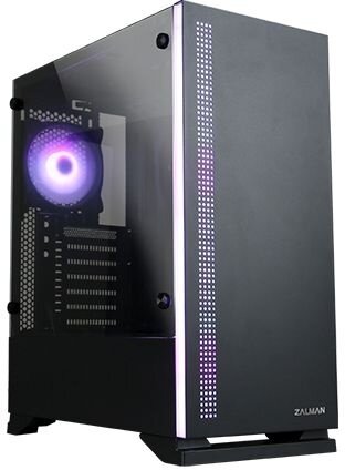 Корпус ZALMAN S5, ATX, BLACK, WINDOW, 2xCOMBO (3.5" or 2.5"), 4x2.5", 2xUSB2.0, 1xUSB3.0, FRONT 1x120mm, REAR 1x120mm RGB