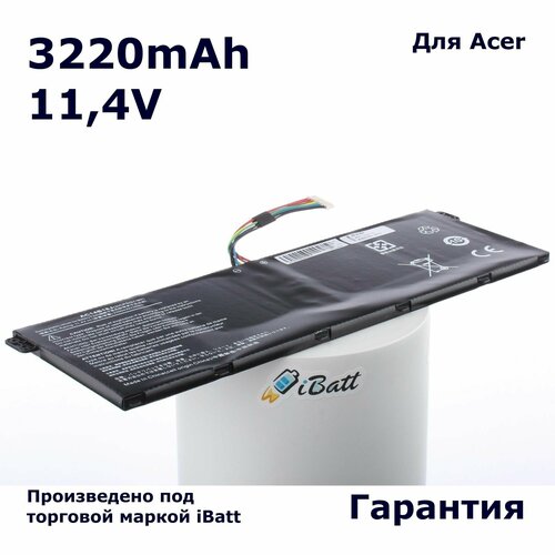Аккумулятор iBatt 3220mAh, для Aspire ES1-731G-P25D ASPIRE ES1-331-C1KO ES1-331-P2KU аккумулятор для ноутбука acer aspire es1 331 p1fq