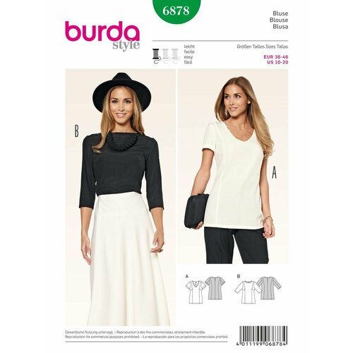 Выкройка Burda 6878 Блузка выкройка burda 6373 блузка