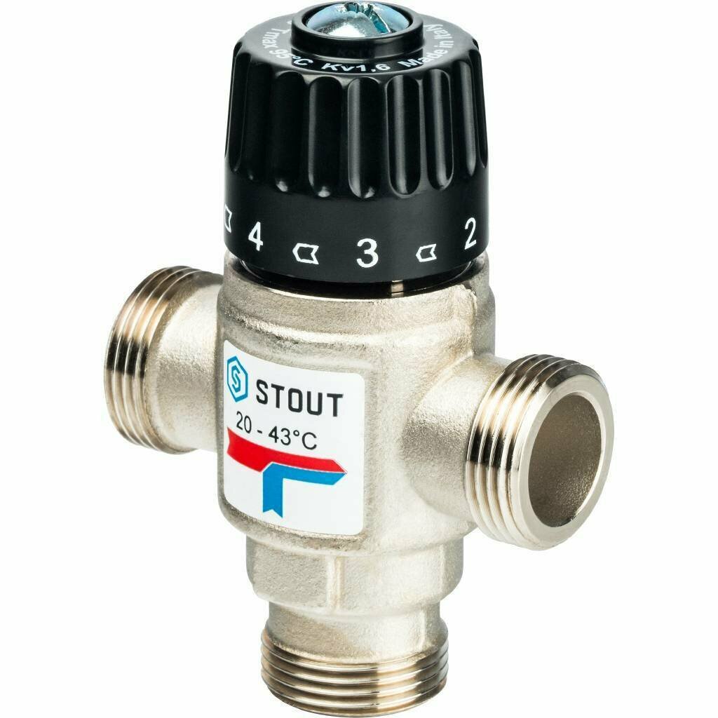 Термостатический смесительный клапан для систем отопления и ГВС 3/4" НР 20-43 С KV 16 STOUT SVM-0120-164320