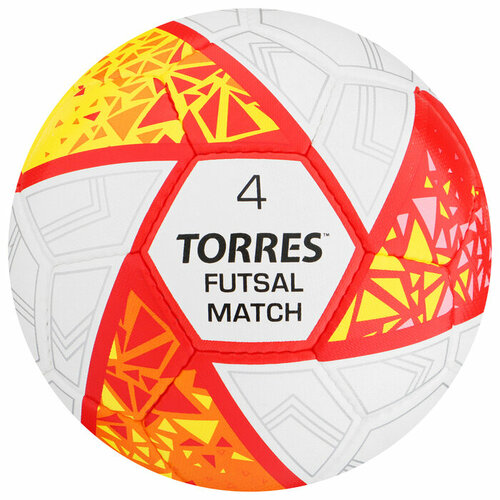 Мяч футазльный TORRES Futsal Match FS323774, PU, гибридная сшивка, 32 панели, р. 4 перчатки вратарские torres match fg050610 р 10