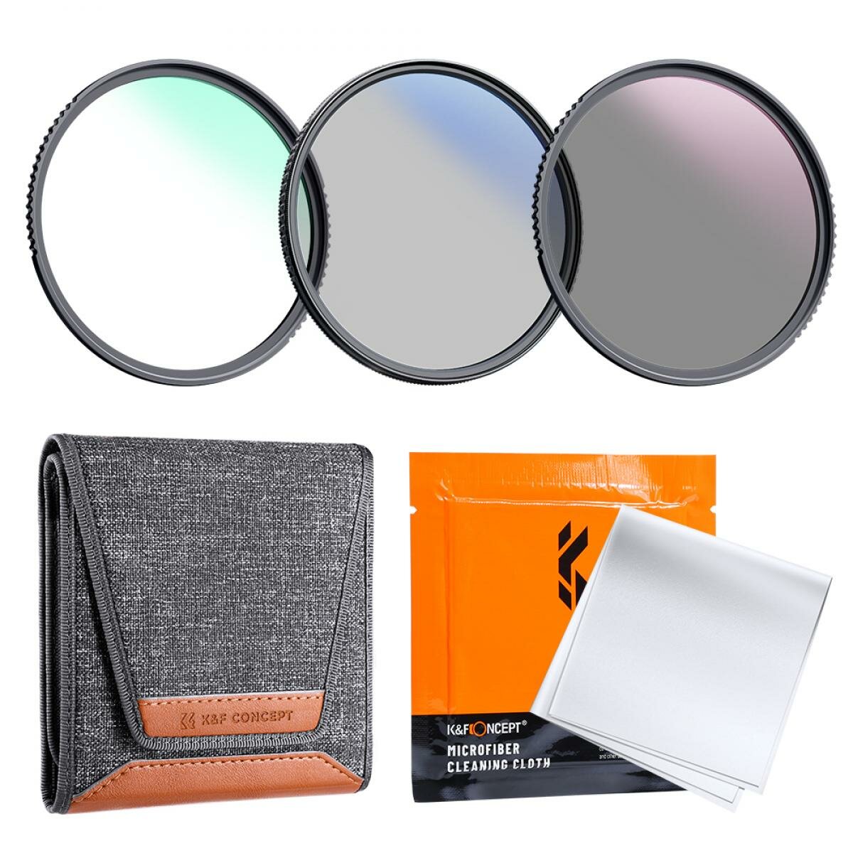 Набор из 3 фильтров K&F Concept (MCUV/CPL/ND4) + Filter Pouch, 52mm