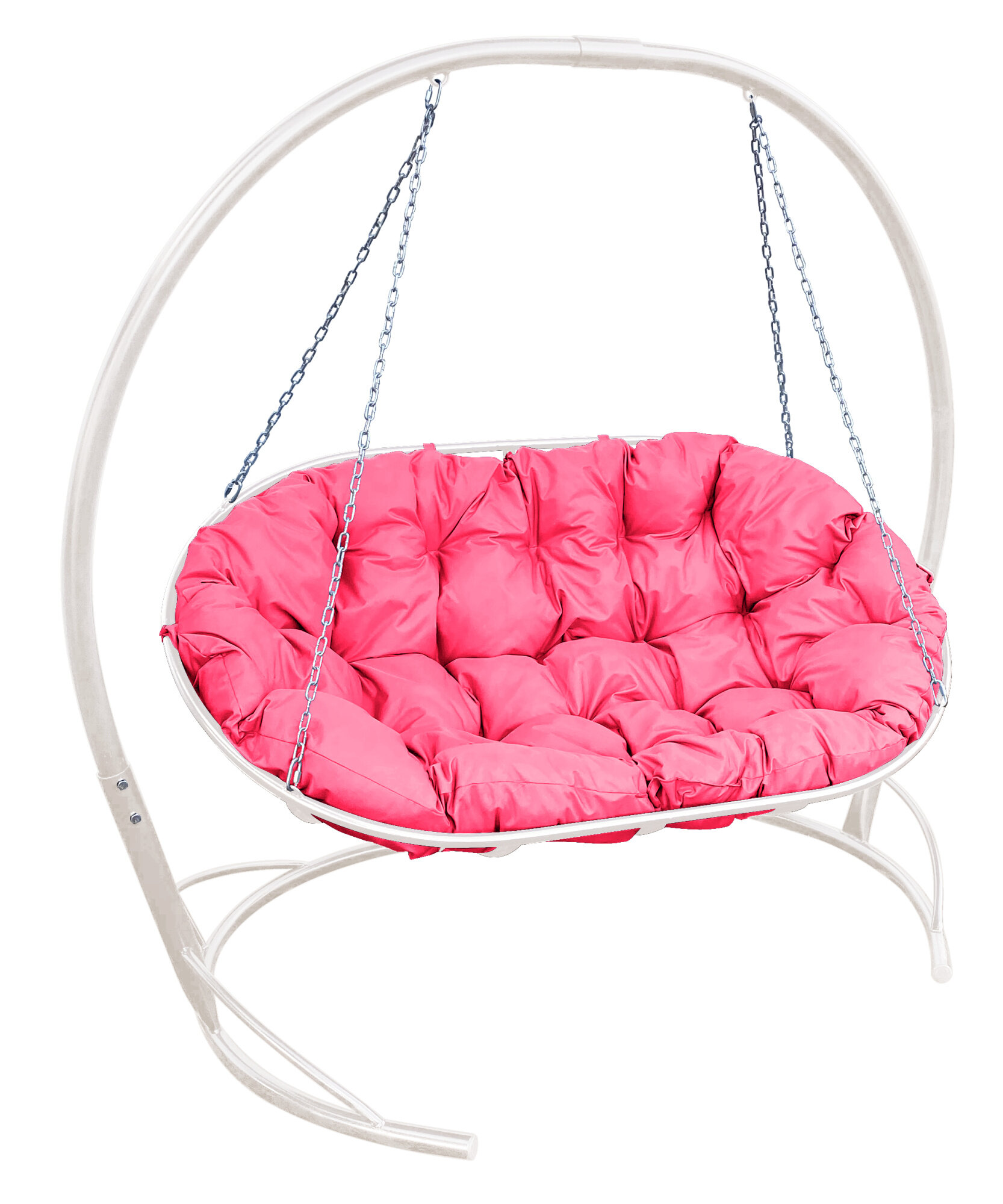 Подвесной диван M-group мамасан белый каркас розовая подушка
