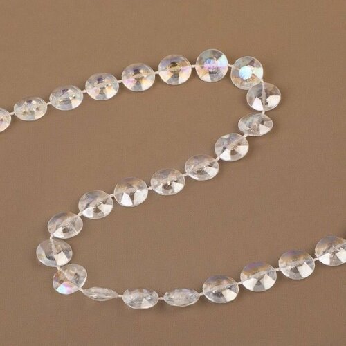 Бусы на нитях с голографией 10 мм 9 1 м цвет прозрачный 720₽