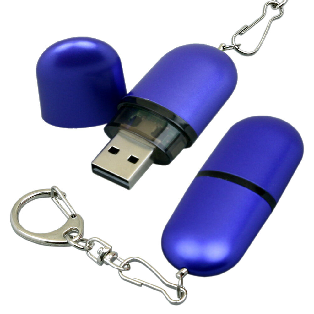 Каплевидная пластиковая флешка для нанесения логотипа (8 Гб / GB USB 2.0 Синий/Blue 015 VF-403)