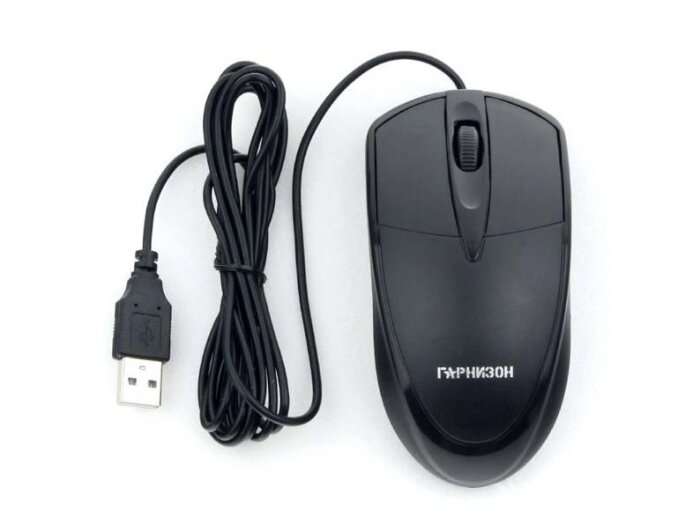 Мышь Гарнизон GM-225XL USB чип- Х чёрный 2м 1000 DPI 2кн.+колесо-кнопка кабель 2м