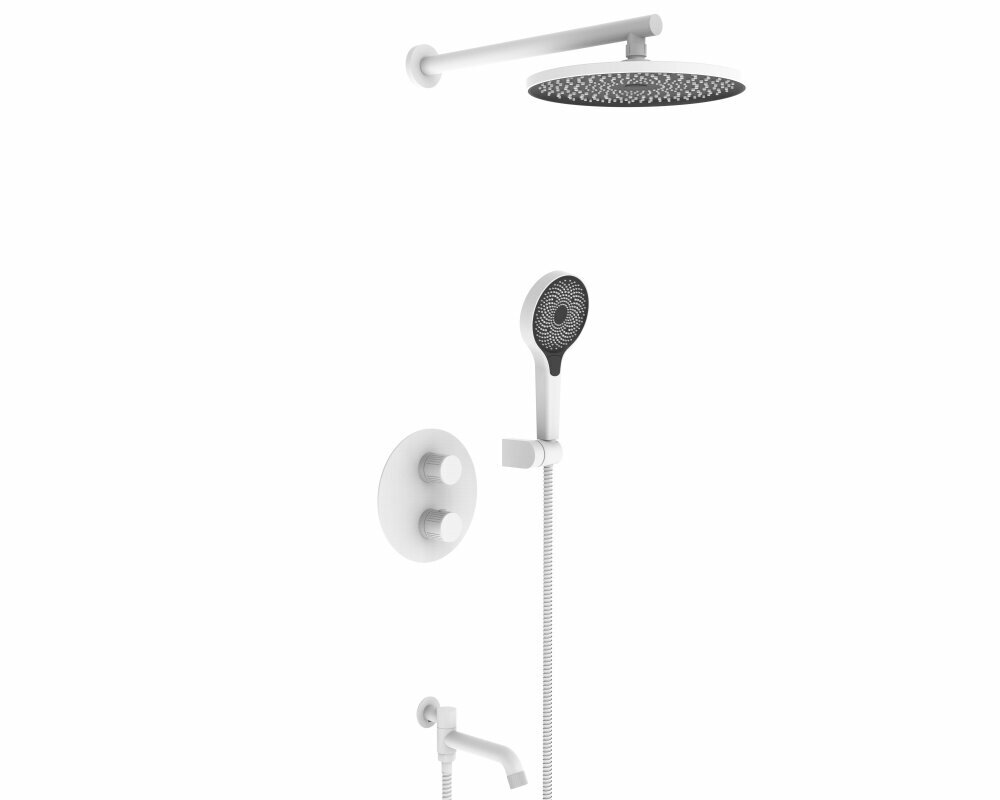 фото Душевая система скрытого монтажа с тропическим душем, термостатический Vieir V25003-3F белый
