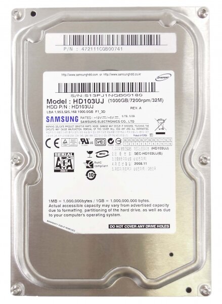 Жесткий диск Samsung HD103UJ 1Tb 7200 SATAII 3,5" HDD