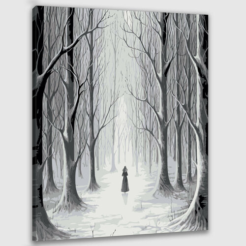 Картина по номерам 50х40 Снегурочка в зимнем лесу