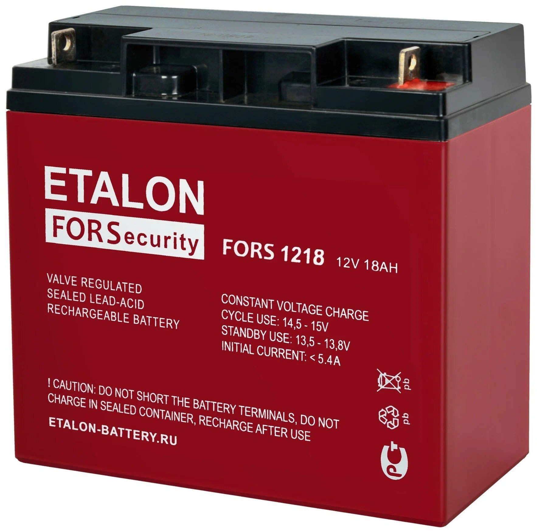 ETALON FORS 1218 Аккумулятор 12 В 18 Ач, габариты 181*77*167 мм.