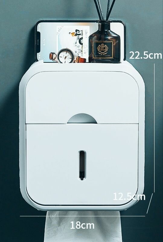 Держатель-органайзер для туалетной бумаги настенный без сверления с полочкой