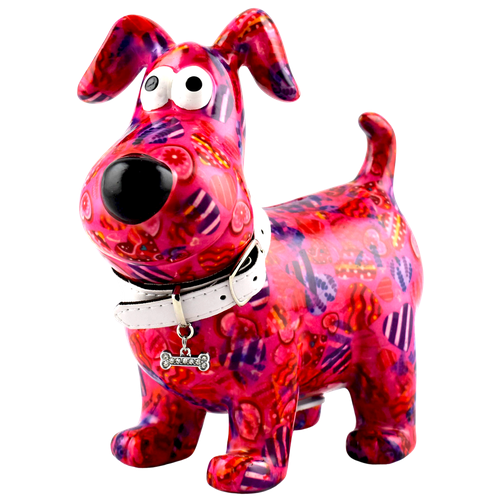 Собака Хуго (красная с разноцветными сердечками)