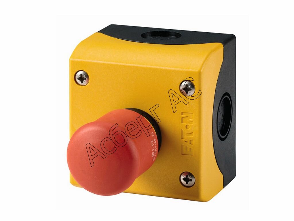 фото 216525 M22-PV/KC11/IY Кнопочный пост на 1 элемент в сборе с кнопкой грибок 1но+1нз EATON, M216525