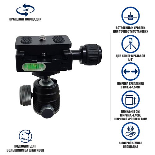держатель прищепка для фото и видео устройств Крепление SHQR-50.30 для фото/видео устройств с быстросъемной площадкой