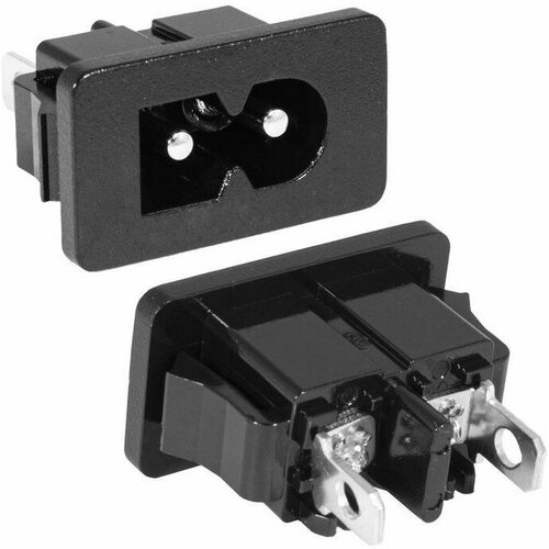 AC-033, Разъем питания IEC-60320 (C8A) , 2 контакта, 2.5 А, 250 В, -25…+70 °C, черный