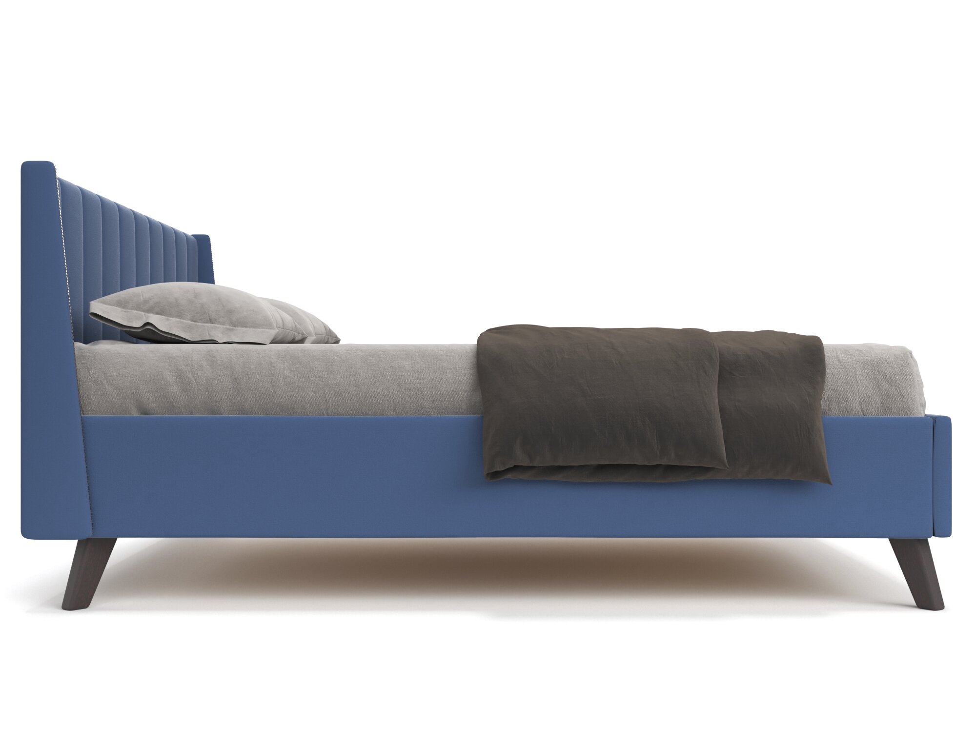 Двуспальная кровать Soft Element Тампа 160х200 Blue, с мягким изголовьем, с подъемным механизмом, с ящиками, велюр, синий, на ножках