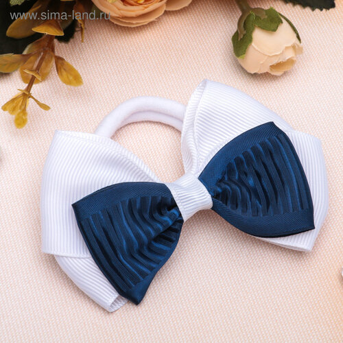 Резинка для волос Школьница бант классика 8 см бело-синий 6шт 475₽