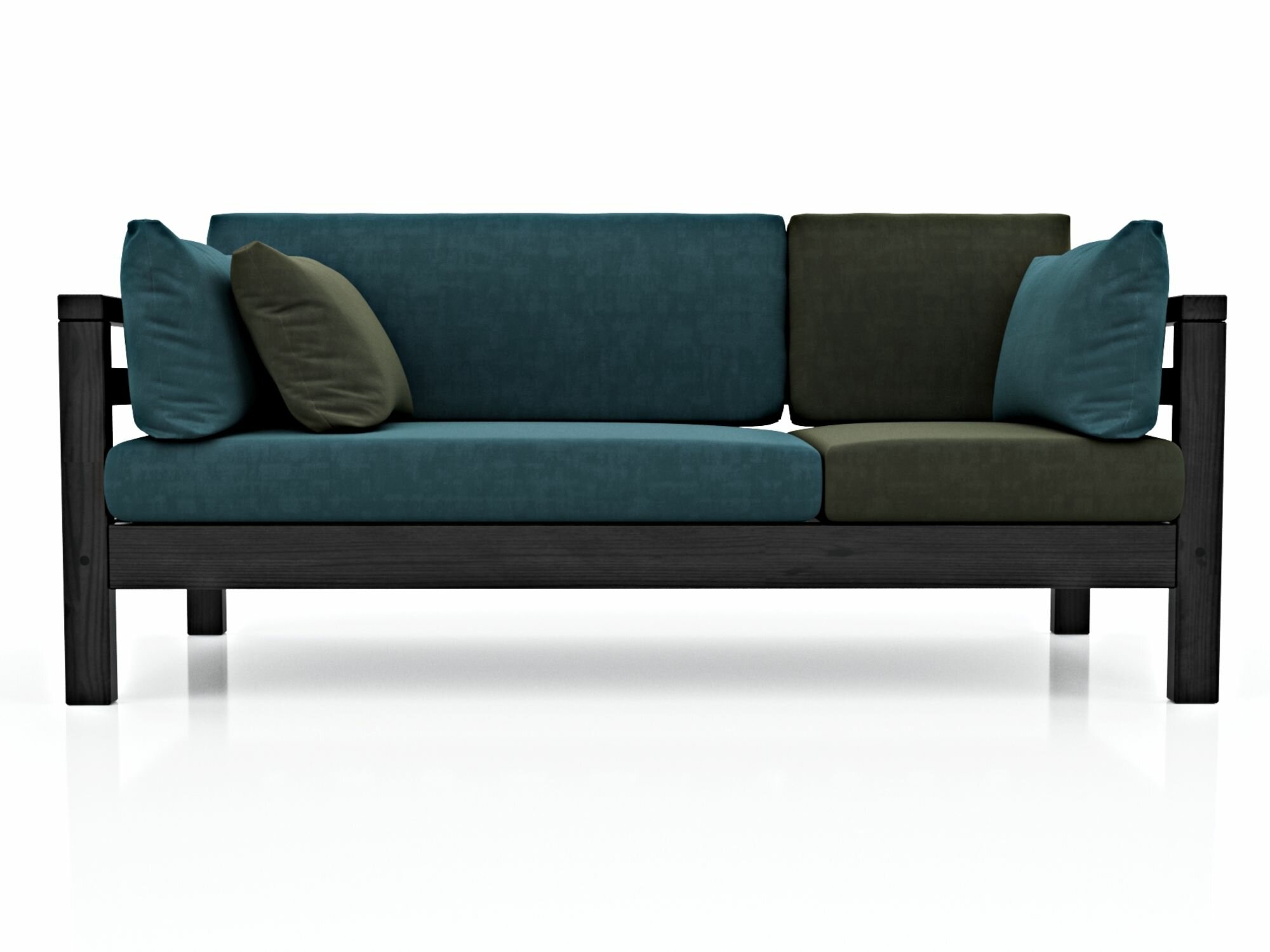 фото Диван прямой кушетка домино-б, бежевый+коричневый-беленый дуб, велюр, трехместный, деревянный, в гостиную, в прихожую, на балкон, скандинавский лофт