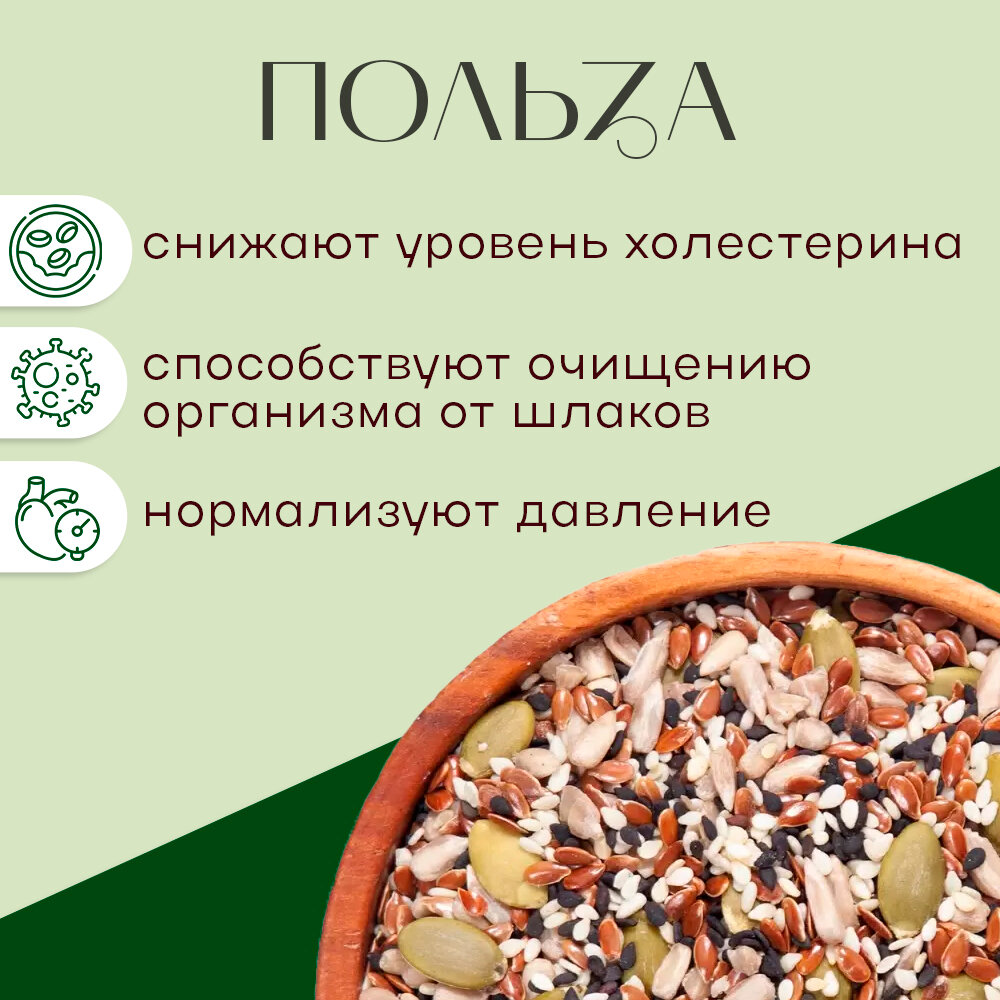 Полезно и Вкусно! Смесь семян для салатов, для выпечки, семена подсолнечника, тыквы, льна, кунжут, 1 кг — фото 1