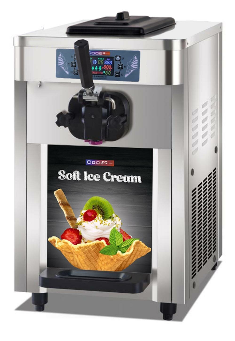 Фризер электрический для мягкого мороженого COOLEQ IF-1, мороженица автоматическая c компрессором, с ночным хранением, 16 л/час, 3,7 л