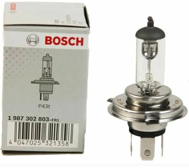 Лампа автомобильная H4 Bosch Eco 12V; 60/55W; патрон P43t; 1987302803