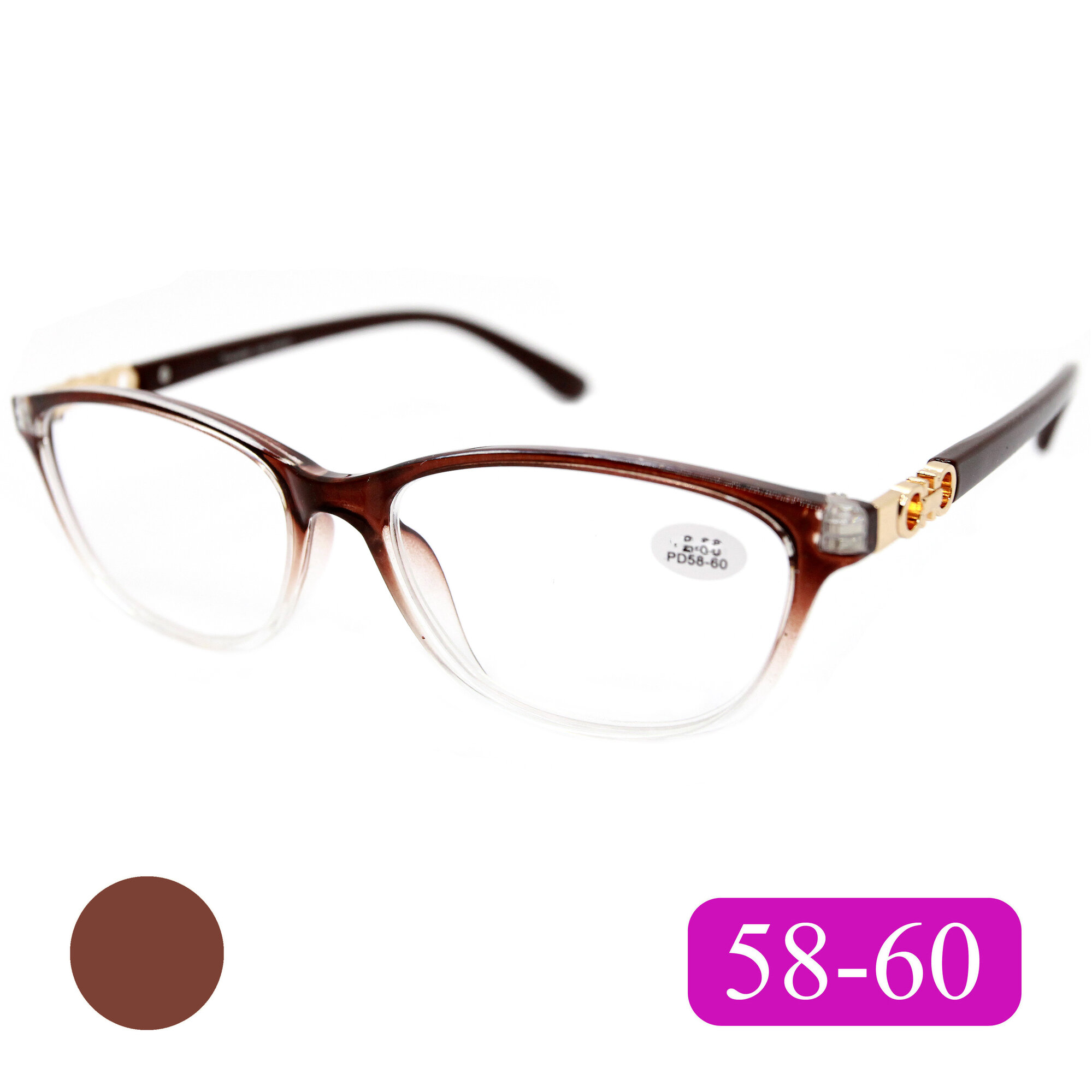 фото Очки для зрения-дали женские расстояние 58-60 (-3.00) TRAVELER 7007 C916, цвет коричневый градиент, без футляра, РЦ 58-60