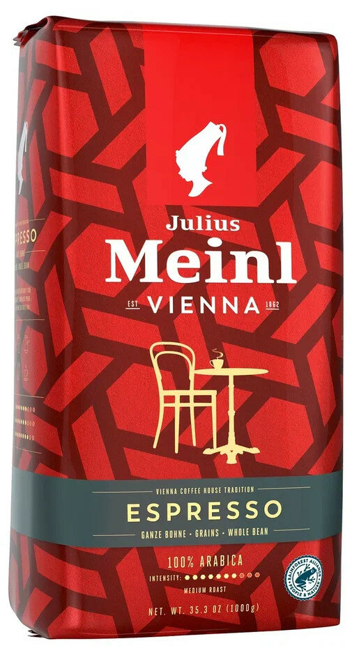 Julius Meinl Vienna Melange Espresso 1 кг кофе в зернах 100% арабика пакет с клапаном (9000403953300)