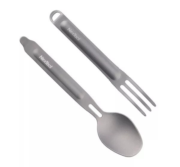 Походный набор столовых приборов (ложка и вилка) NEXTool Titanium Tableware Set